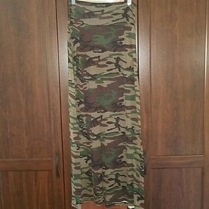 Army pattern long maxi skirt